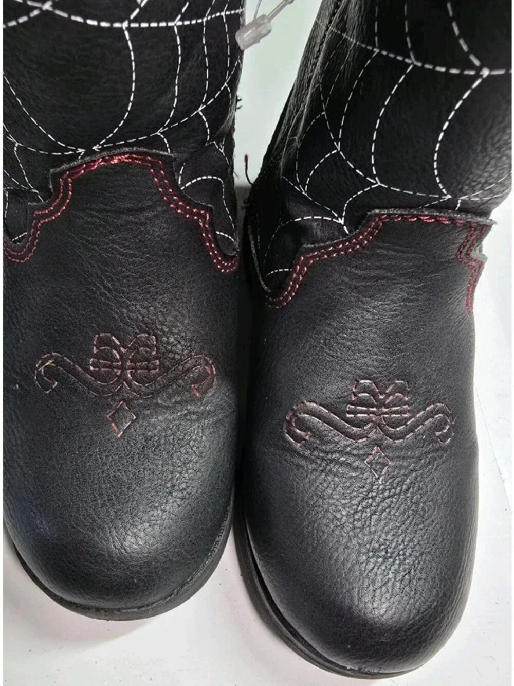 Marvel Spider-Man Kids Black Cowboy Boots W/ Red Spider Web Design Size 8